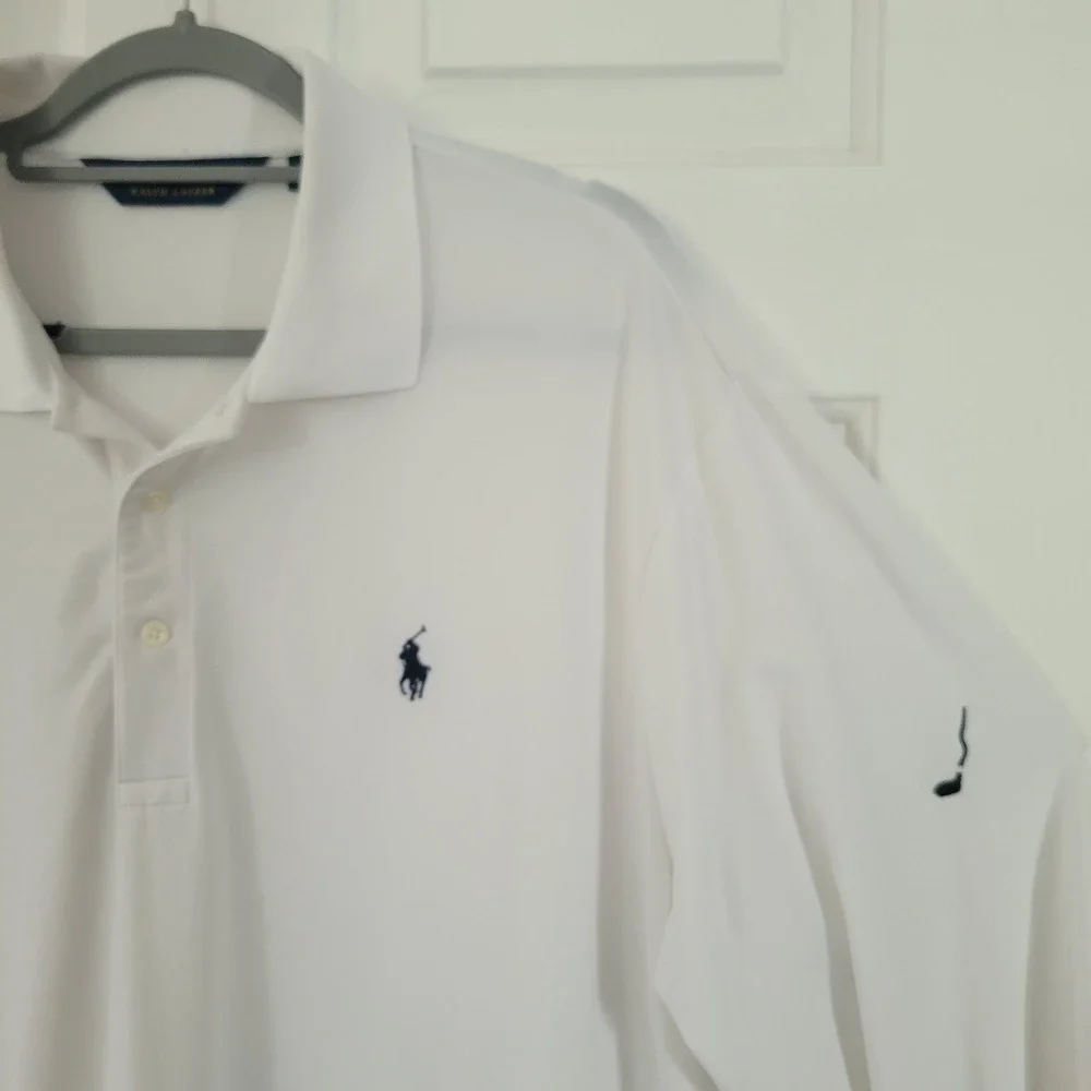Polo Golf Ralph Lauren Men's XL White Long Sleeve Performance Polo Shirt Stretch
